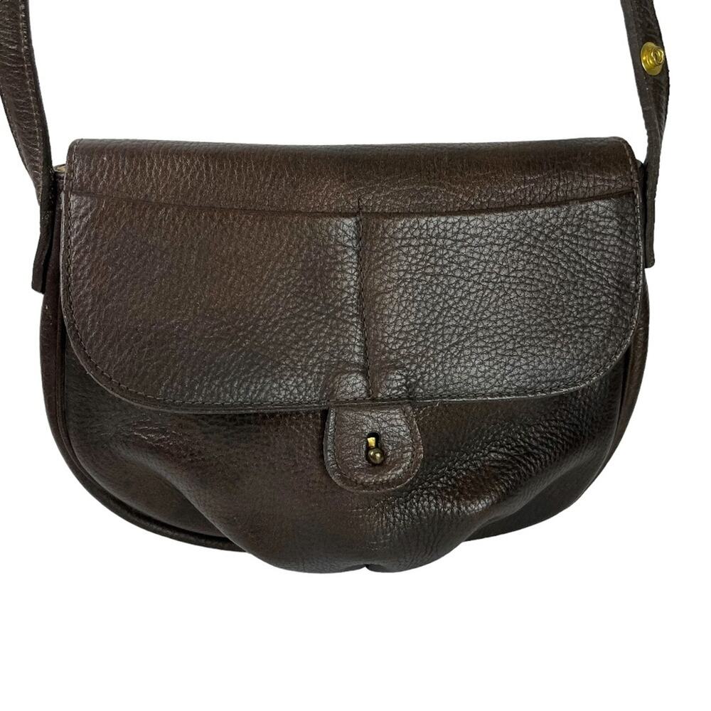 ROGER VAN S Vintage Flap Pocket Handbag Shoulder Bag Purse Genuine Leather Brown